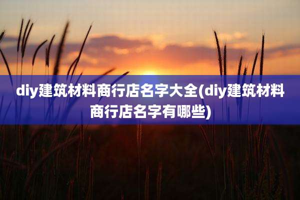 diy建筑材料商行店名字大全(diy建筑材料商行店名字有哪些)