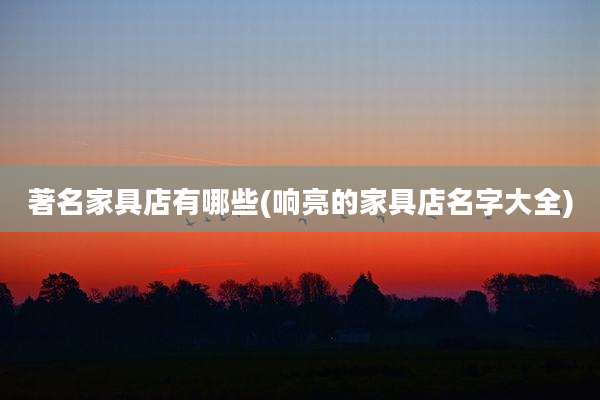 著名家具店有哪些(响亮的家具店名字大全)