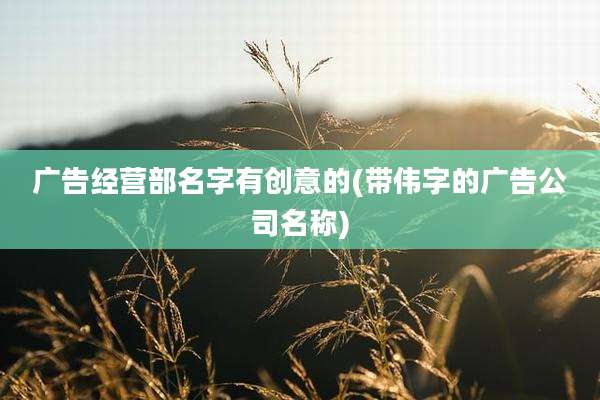 广告经营部名字有创意的(带伟字的广告公司名称)