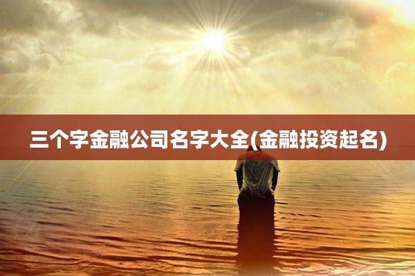 三个字金融公司名字大全(金融投资起名)