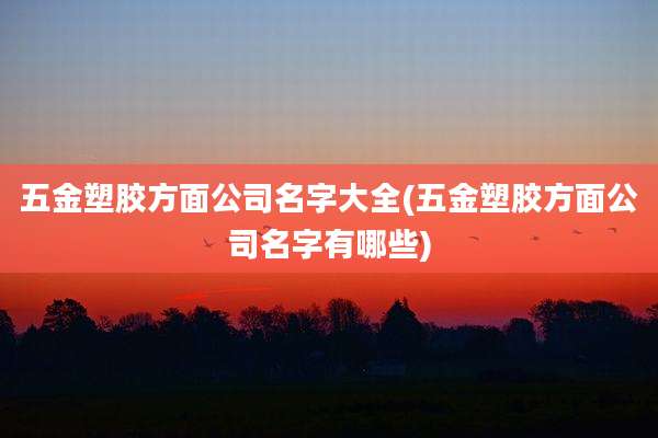 五金塑胶方面公司名字大全(五金塑胶方面公司名字有哪些)