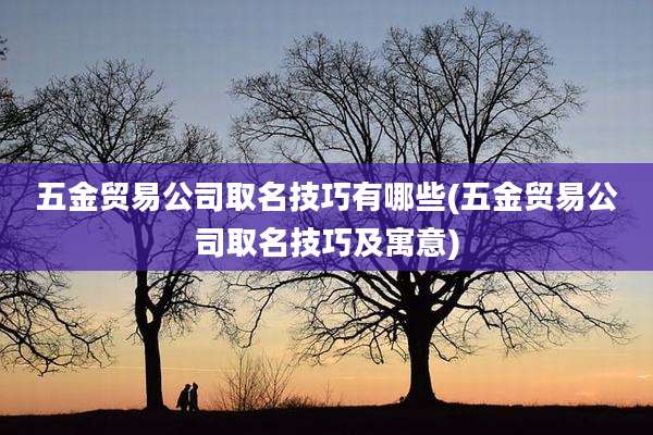 五金贸易公司取名技巧有哪些(五金贸易公司取名技巧及寓意)