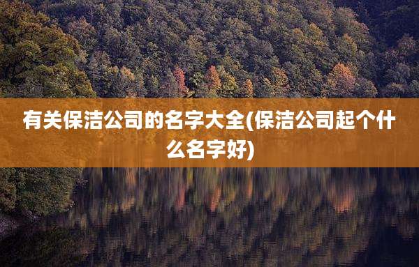 有关保洁公司的名字大全(保洁公司起个什么名字好)