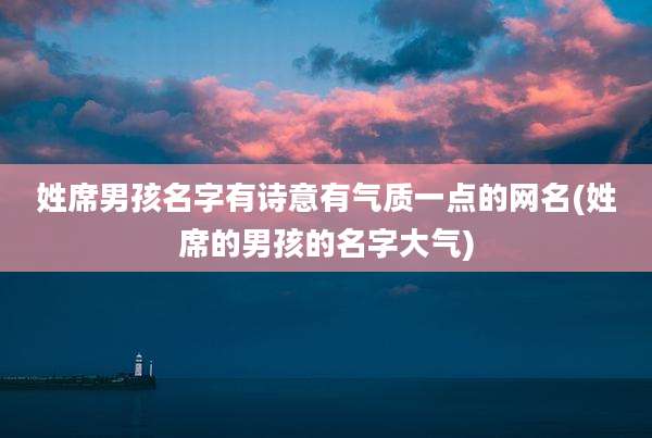 姓席男孩名字有诗意有气质一点的网名(姓席的男孩的名字大气)