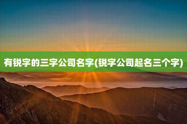 有锐字的三字公司名字(锐字公司起名三个字)