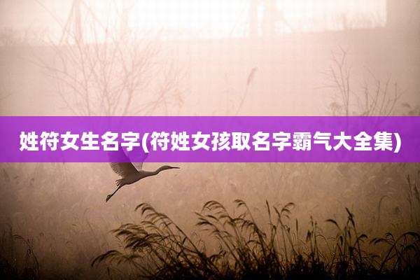 姓符女生名字(符姓女孩取名字霸气大全集)