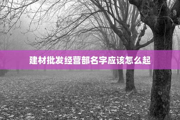 建材批发经营部名字应该怎么起
