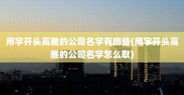 用字开头高雅的公司名字有哪些(用字开头高雅的公司名字怎么取)