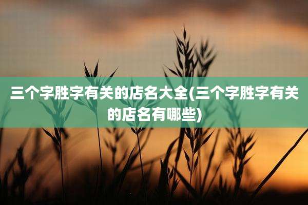 三个字胜字有关的店名大全(三个字胜字有关的店名有哪些)