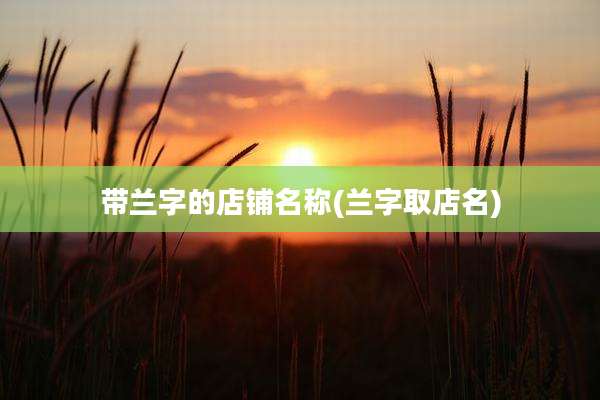 带兰字的店铺名称(兰字取店名)