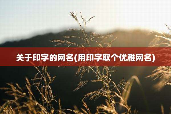 关于印字的网名(用印字取个优雅网名)