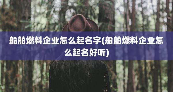 船舶燃料企业怎么起名字(船舶燃料企业怎么起名好听)