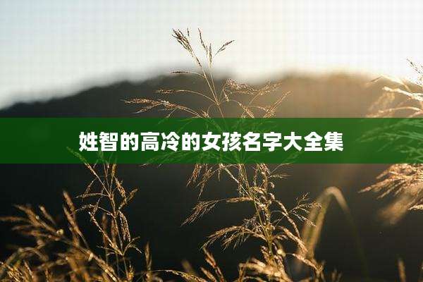 姓智的高冷的女孩名字大全集