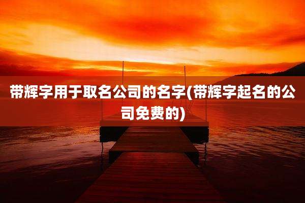 带辉字用于取名公司的名字(带辉字起名的公司免费的)