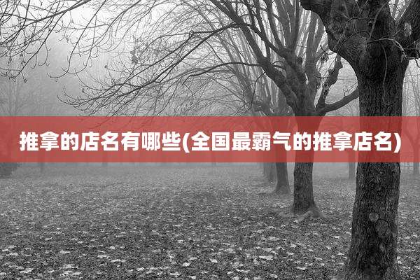 推拿的店名有哪些(全国最霸气的推拿店名)