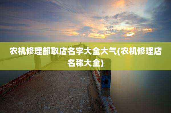 农机修理部取店名字大全大气(农机修理店名称大全)