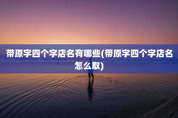 带原字四个字店名有哪些(带原字四个字店名怎么取)