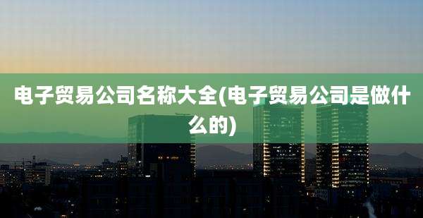 电子贸易公司名称大全(电子贸易公司是做什么的)