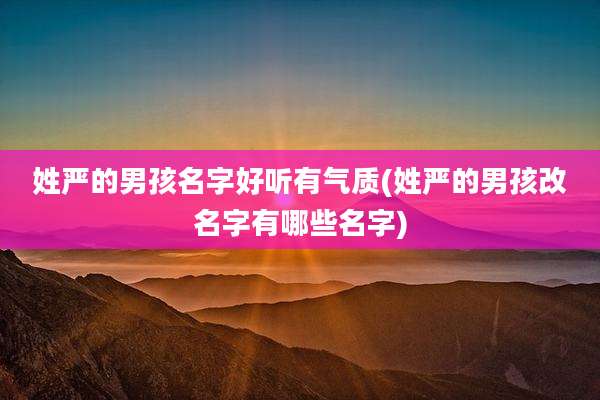 姓严的男孩名字好听有气质(姓严的男孩改名字有哪些名字)