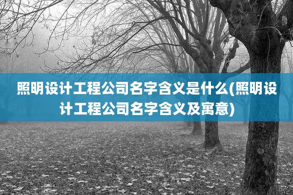 照明设计工程公司名字含义是什么(照明设计工程公司名字含义及寓意)