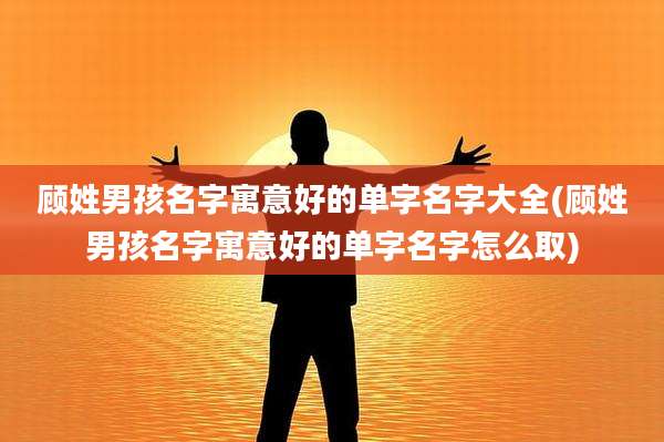 顾姓男孩名字寓意好的单字名字大全(顾姓男孩名字寓意好的单字名字怎么取)