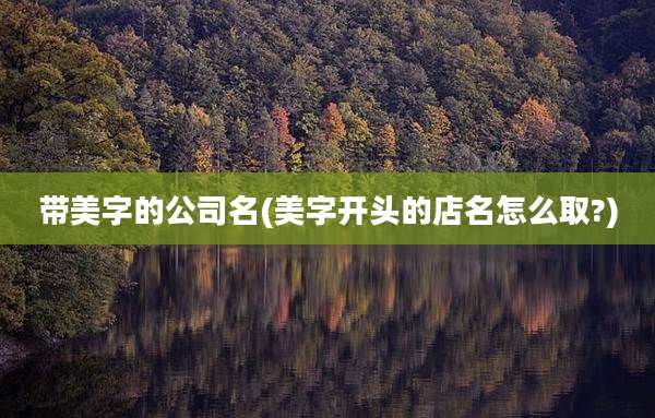 带美字的公司名(美字开头的店名怎么取?)