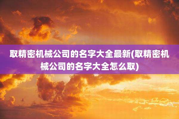 取精密机械公司的名字大全最新(取精密机械公司的名字大全怎么取)