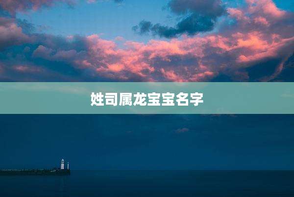 姓司属龙宝宝名字