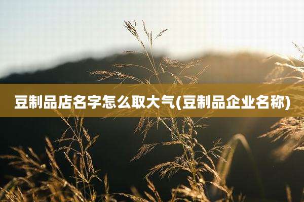 豆制品店名字怎么取大气(豆制品企业名称)