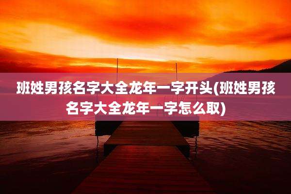 班姓男孩名字大全龙年一字开头(班姓男孩名字大全龙年一字怎么取)