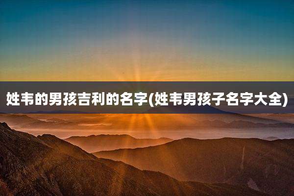 姓韦的男孩吉利的名字(姓韦男孩子名字大全)