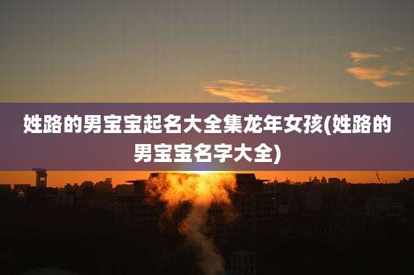 姓路的男宝宝起名大全集龙年女孩(姓路的男宝宝名字大全)