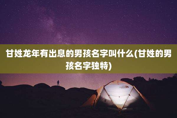 甘姓龙年有出息的男孩名字叫什么(甘姓的男孩名字独特)