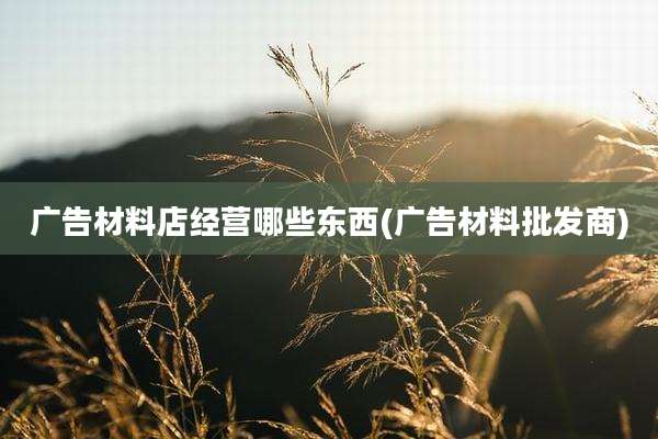 广告材料店经营哪些东西(广告材料批发商)