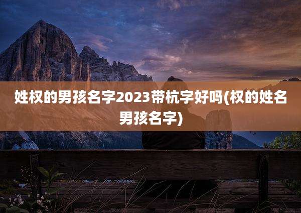 姓权的男孩名字2023带杭字好吗(权的姓名男孩名字)