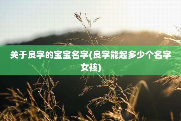 关于良字的宝宝名字(良字能起多少个名字女孩)