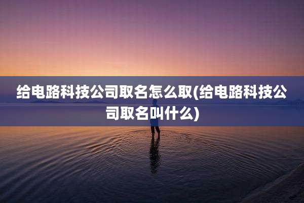 给电路科技公司取名怎么取(给电路科技公司取名叫什么)