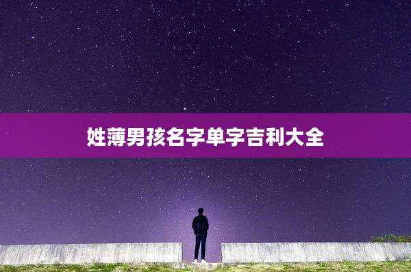 姓薄男孩名字单字吉利大全