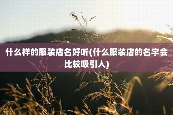 什么样的服装店名好听(什么服装店的名字会比较吸引人)