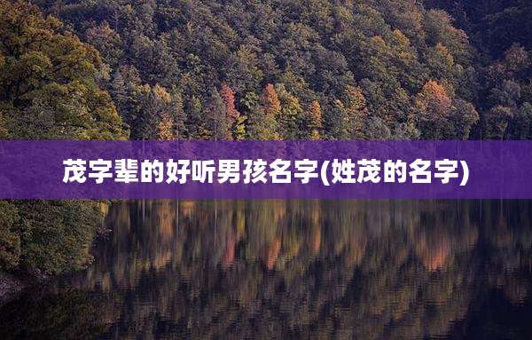 茂字辈的好听男孩名字(姓茂的名字)