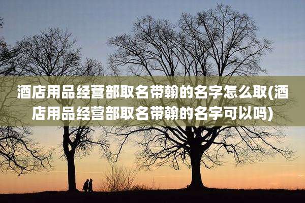 酒店用品经营部取名带翰的名字怎么取(酒店用品经营部取名带翰的名字可以吗)