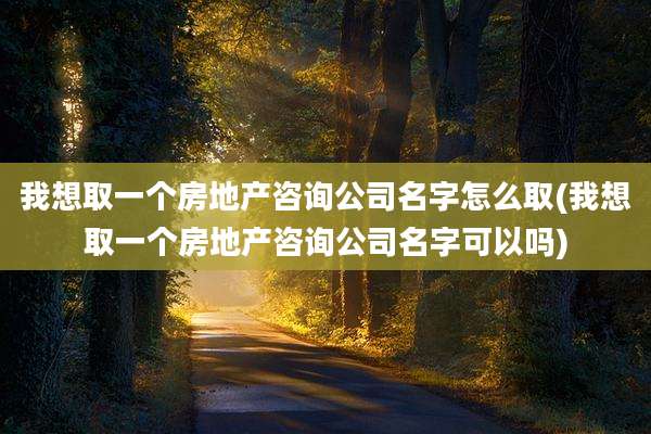 我想取一个房地产咨询公司名字怎么取(我想取一个房地产咨询公司名字可以吗)