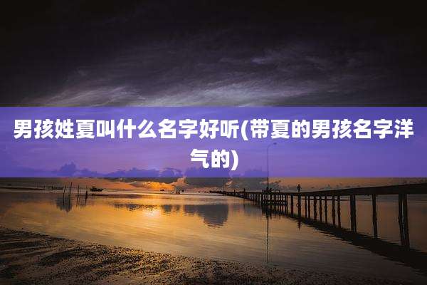 男孩姓夏叫什么名字好听(带夏的男孩名字洋气的)