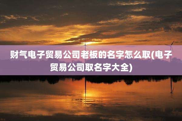 财气电子贸易公司老板的名字怎么取(电子贸易公司取名字大全)