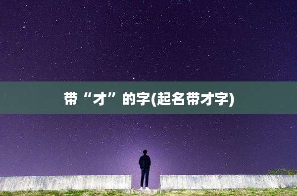 带“才”的字(起名带才字)