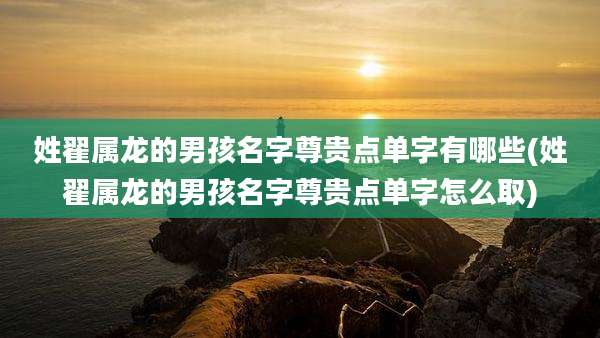 姓翟属龙的男孩名字尊贵点单字有哪些(姓翟属龙的男孩名字尊贵点单字怎么取)