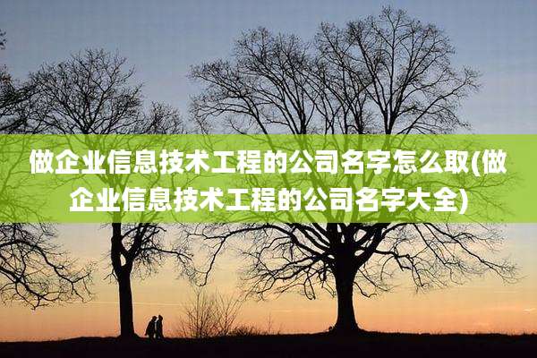 做企业信息技术工程的公司名字怎么取(做企业信息技术工程的公司名字大全)