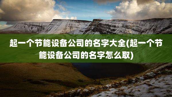 起一个节能设备公司的名字大全(起一个节能设备公司的名字怎么取)