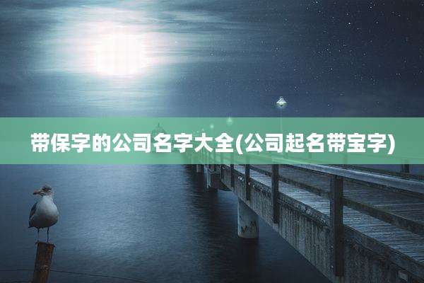 带保字的公司名字大全(公司起名带宝字)