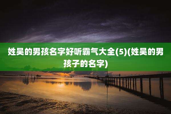 姓吴的男孩名字好听霸气大全(5)(姓吴的男孩子的名字)